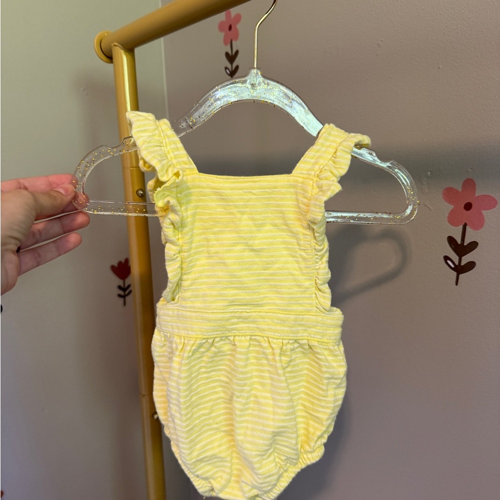 Yellow Striped Baby Romper